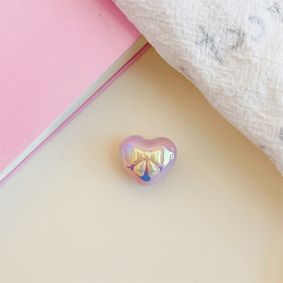 Dual Color Butterfly Bow Heart Acrylic Beads 17mm Glossy Gradient 100pcs 12