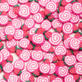 Flat Clay Beads 11mm Strawberry Cake Pink Swirl 100pcs 6