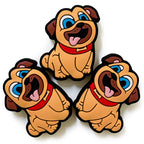 Silicone Focal Beads Animal Puppy Orange Pug Blue Eyes 20pcs