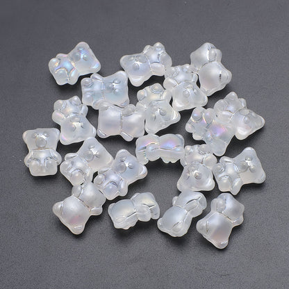 Electroplated Bear Glass Beads 12mm 14mm Mixed Metallic Colors 20pcs 22