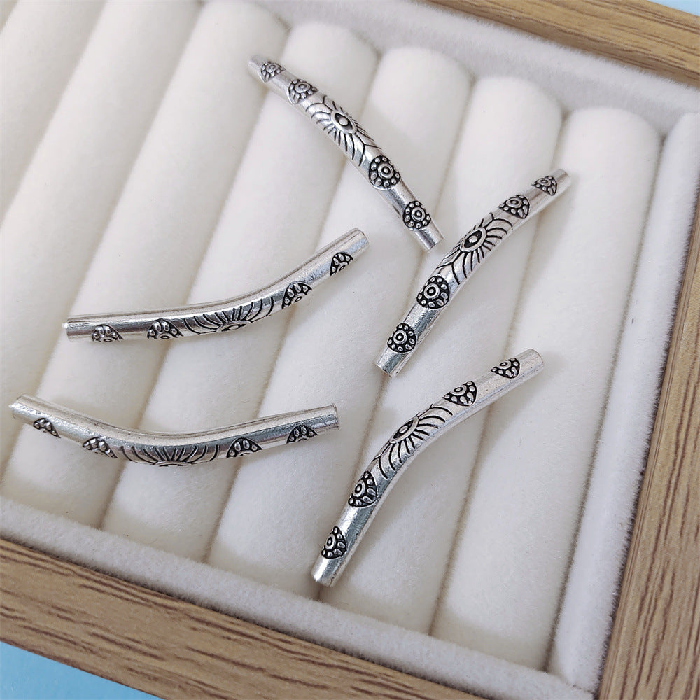 Bent Tube Metal Beads 36mm Vintage Tibetan Style 10pcs 2