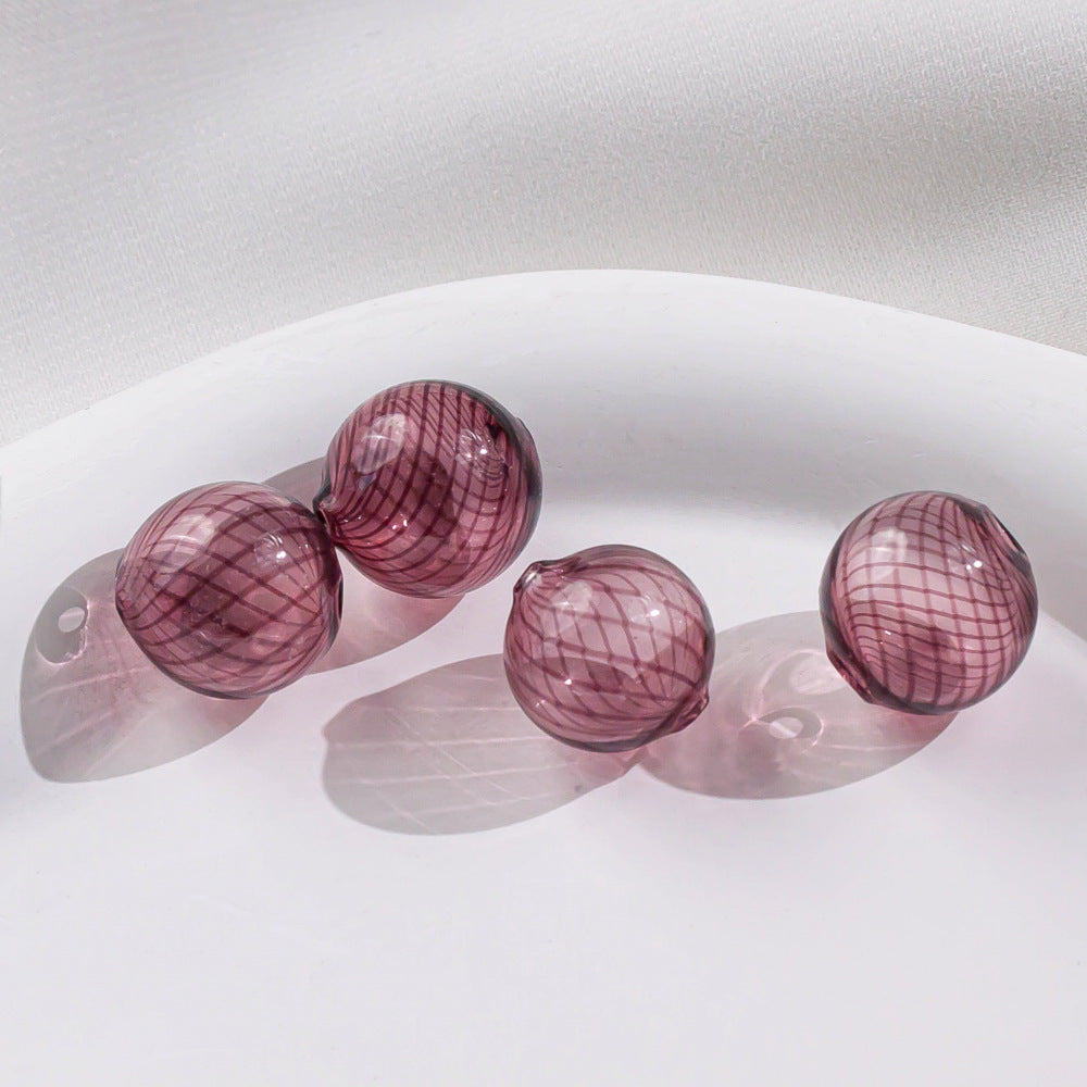 Swirl Pattern Blown Glass Beads 10-16mm Colorful Translucent 4pcs 26