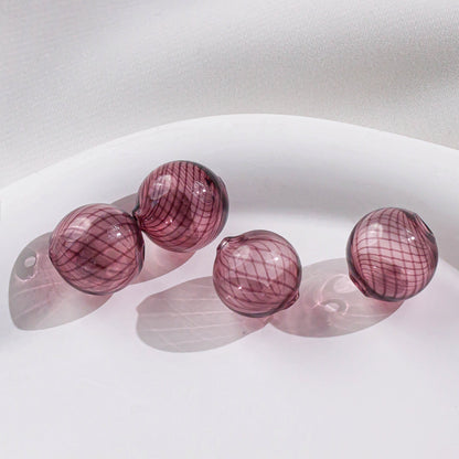 Swirl Pattern Blown Glass Beads 10-16mm Colorful Translucent 4pcs 26