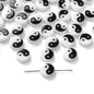 Tai Chi Flat Acrylic Beads 7-13mm Black White Color Printing 5pcs 10