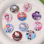 Hello Kitty Molly Print Acrylic Flat Beads 25mm 10pcs