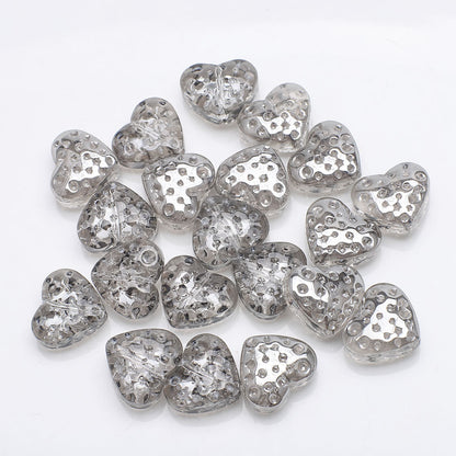 Electroplated Heart Glass Beads 13x15mm Peach Metallic 20pcs 17