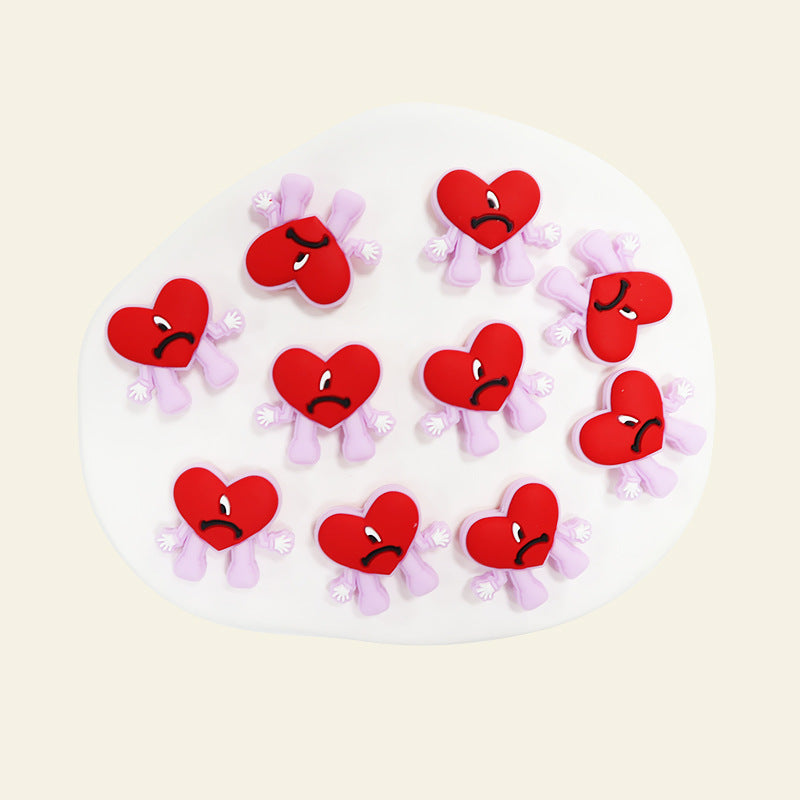 Silicone Focal Beads Bad Bunny Heart with Quirky Legs 10