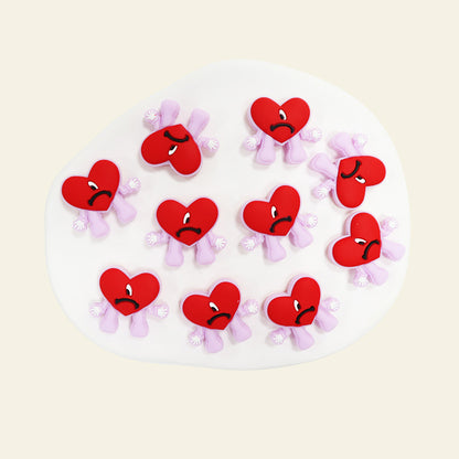 Silicone Focal Beads Bad Bunny Heart with Quirky Legs 10