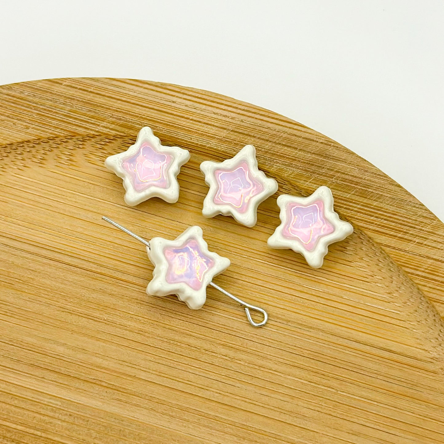 Star Metal Beads 13mm Baking Painted Zircon Embedded 10pcs 7