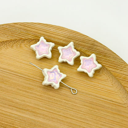 Star Metal Beads 13mm Baking Painted Zircon Embedded 10pcs 7