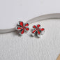 Irregular Flower Acrylic Beads 14mm Silver Enamel Mixed Colors 50pcs 13