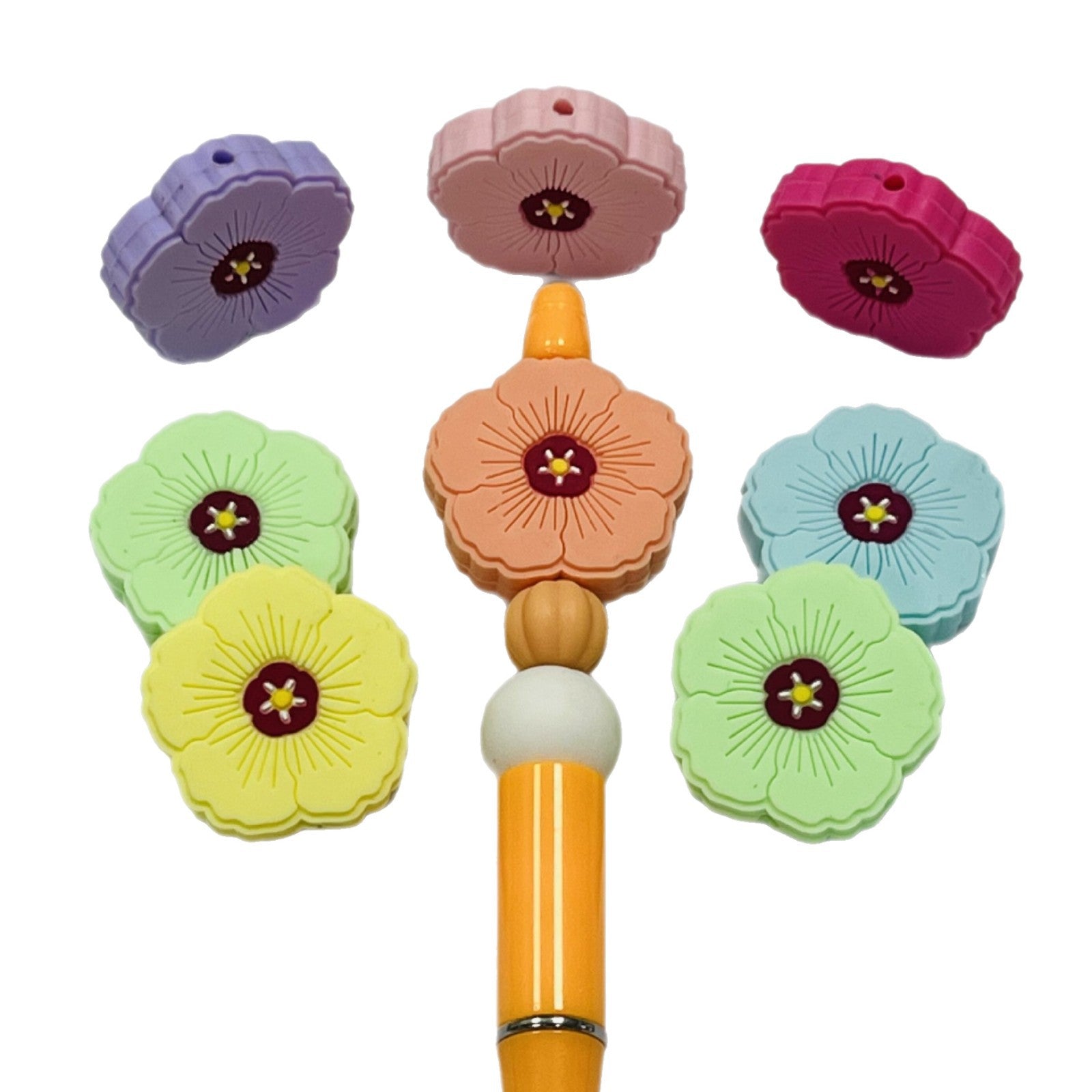 Silicone Focal Beads Flower Pastel Petal Detail 20pcs 3