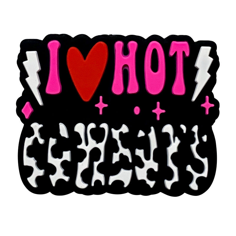 Silicone Focal Beads Colored Letters Hot Circle Badge Lightning Bolts 20pcs 6