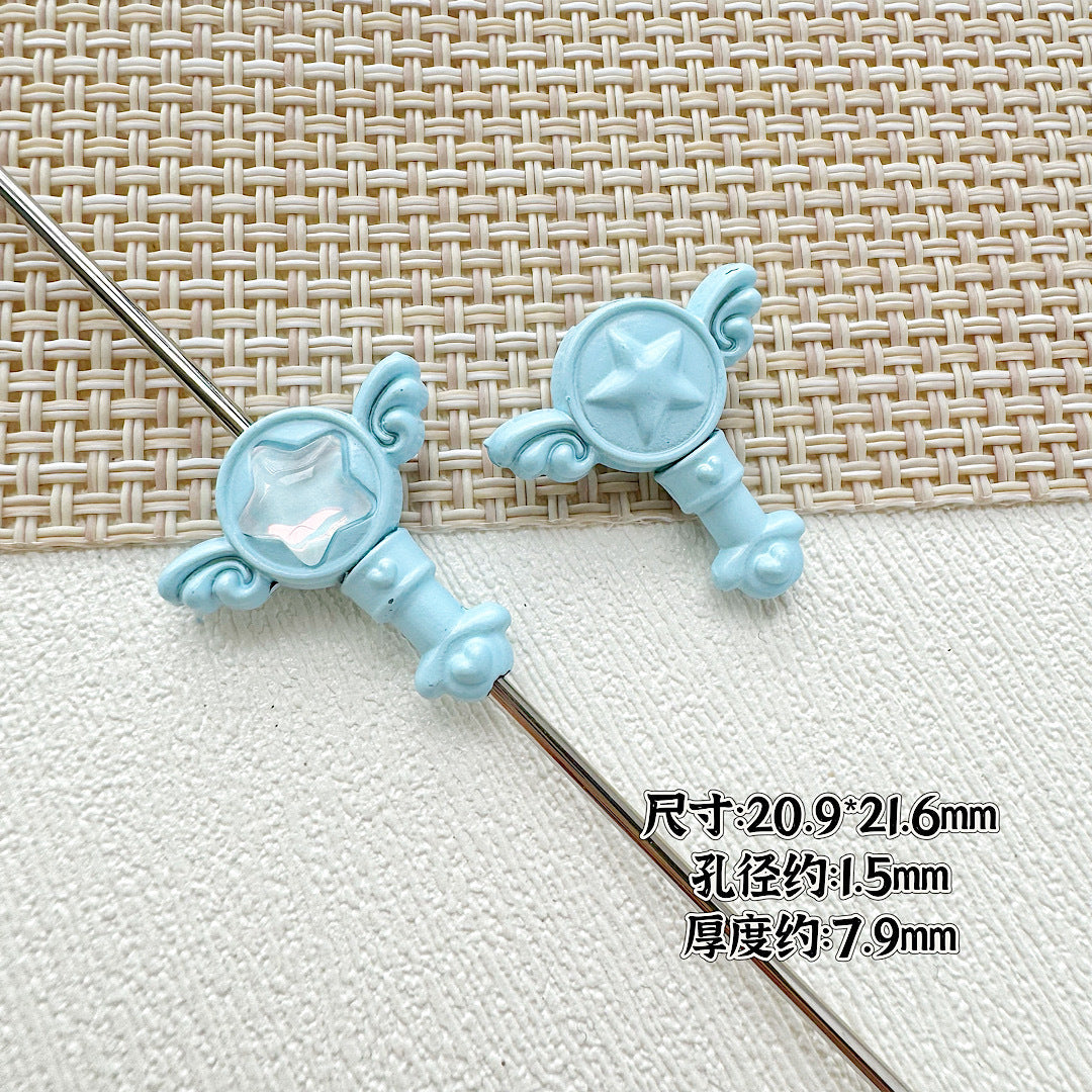Wand Metal Beads Painted Anime Style Alloy 10pcs 16