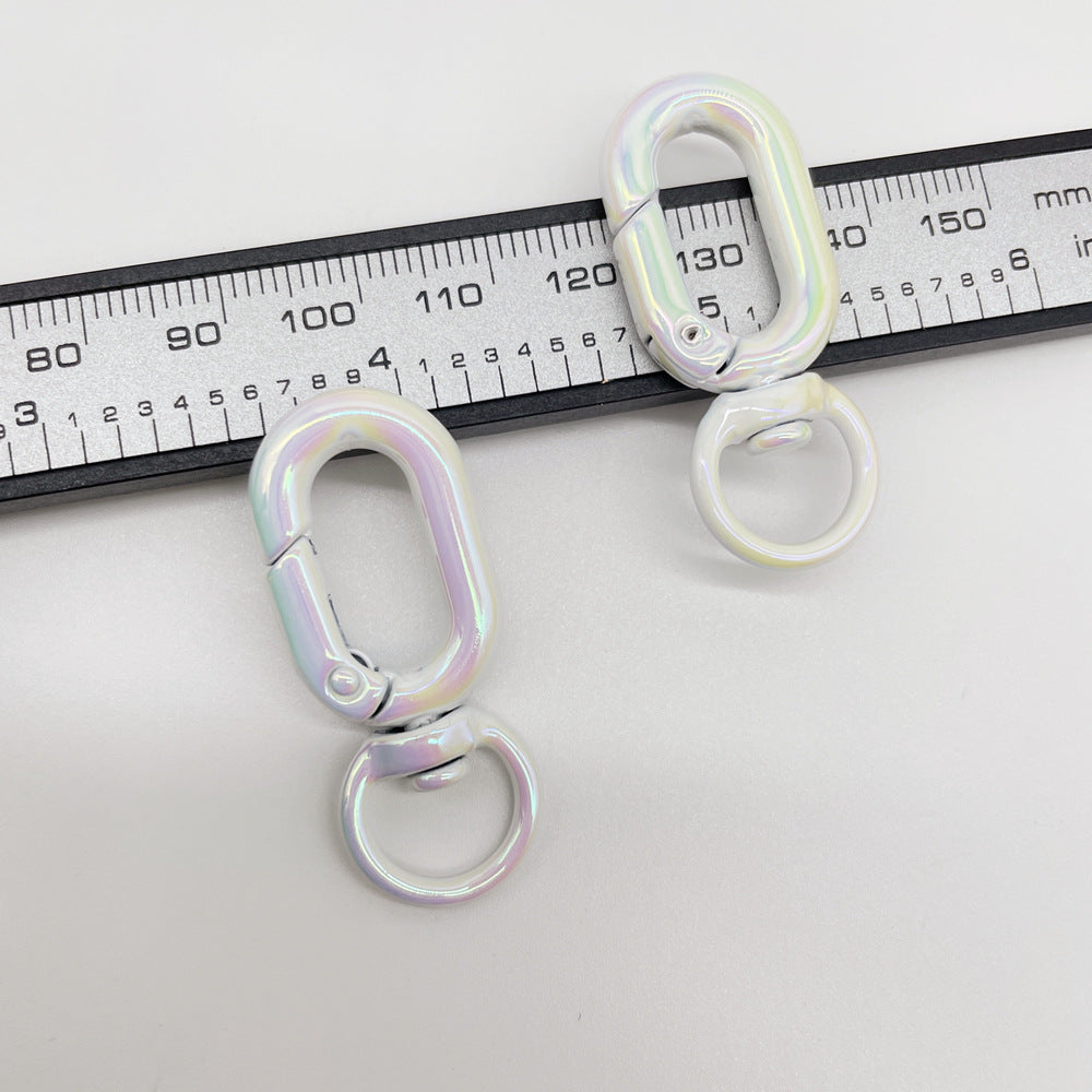Colorful Zinc Alloy O Shaped Swivel Buckle Keychain Clasps 38mm 5pcs 15