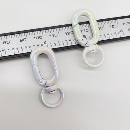 Colorful Zinc Alloy O Shaped Swivel Buckle Keychain Clasps 38mm 5pcs 15