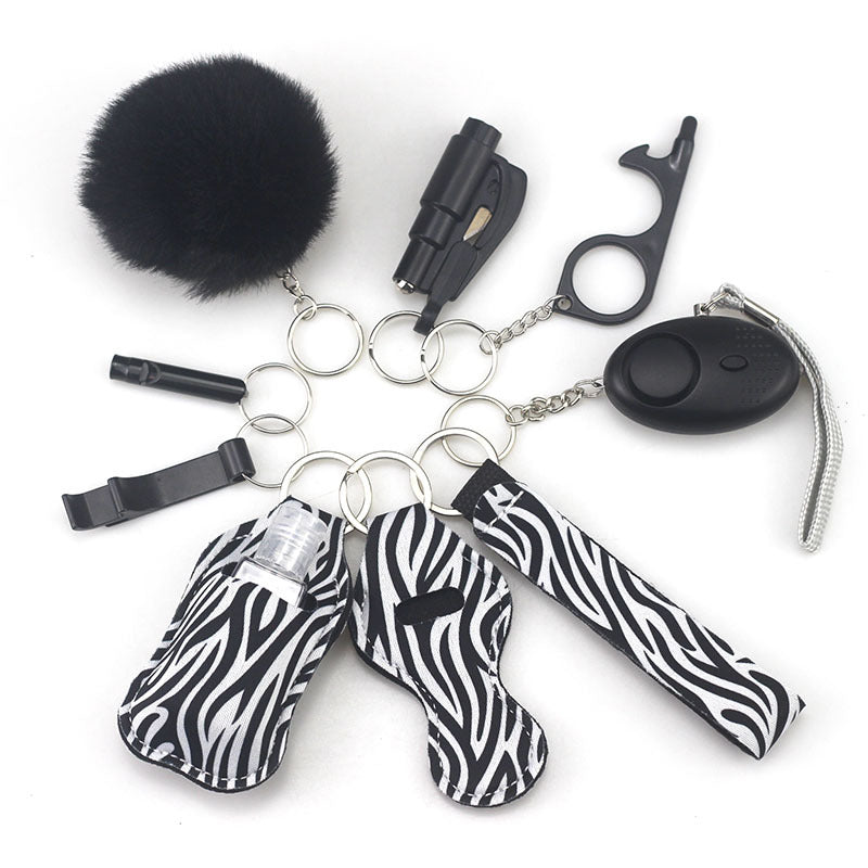 Self Defense Alarm Pompom Keychain Outdoor Safety 10 Pack 36