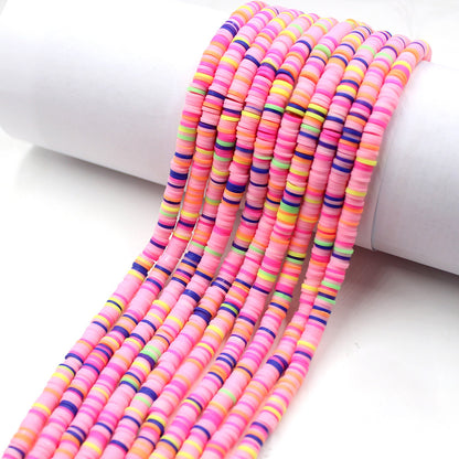 Flat Clay Beads 6mm Colorful Polymer Spacer Disc 10strands 13