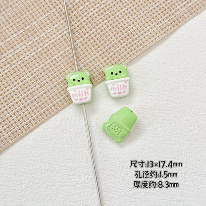 Baking Painted Good Sign and Teacup Bear Metal Beads 17mm 10pcs 16