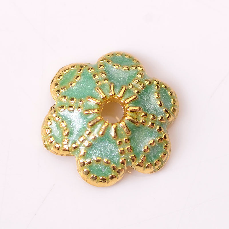 Alloy Flower Bead Caps 10mm Colorful Enamel Tibetan 100pcs 6