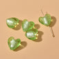 Lampwork Heart Glass Beads 10-20mm Transparent Silver Foil Filled 2pcs 11