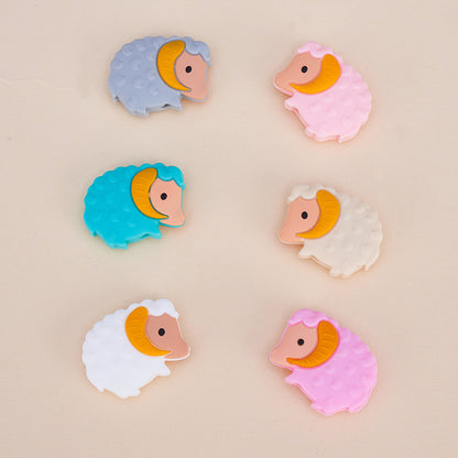 Silicone Focal Beads Little Sheep Golden Horns Side Profile 10pcs 4