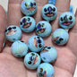 Plating Round Acrylic Beads 16mm Stitched Face Printed 100pcs 9