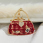 Vintage Alloy Shoulder Bag Keychain with Rhinestone Accent 9