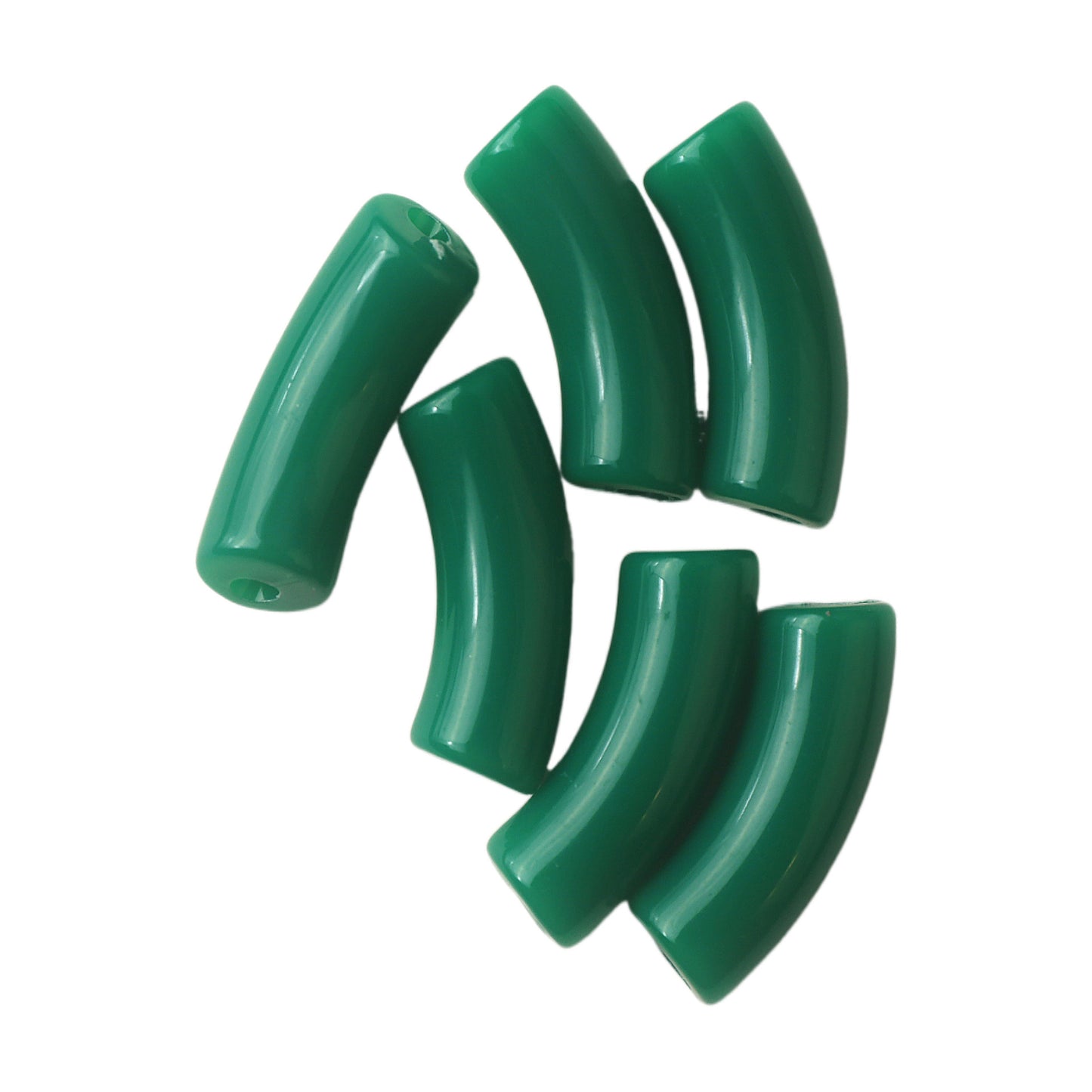 Halo Elbow Tube Acrylic Beads 36mm Glossy Curved Mixed Colors 50pcs 26