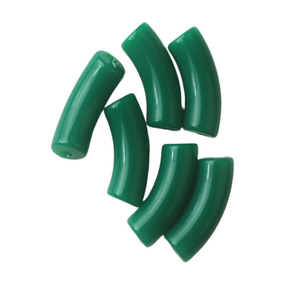Halo Elbow Tube Acrylic Beads 36mm Glossy Curved Mixed Colors 50pcs 26