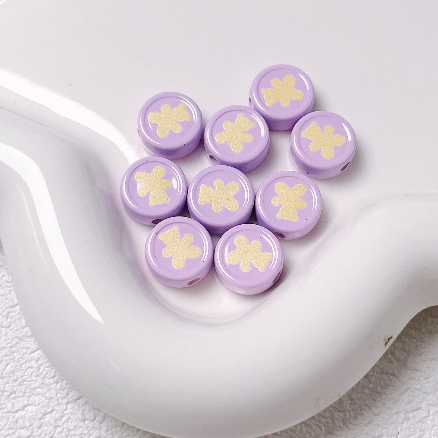 Bear Disc Acrylic Beads 12mm Colorful Mixed 10pcs 18
