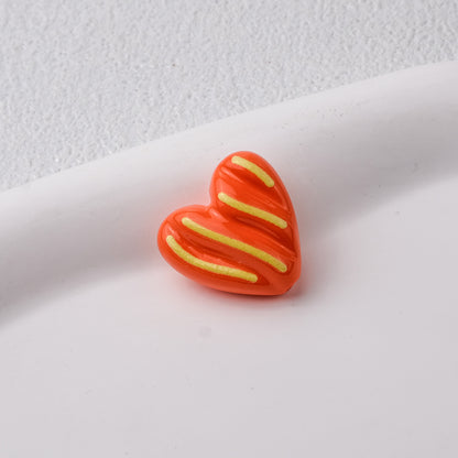 Wavy Stripe Heart Acrylic Beads 19mm Colorful Mixed 20pcs 15