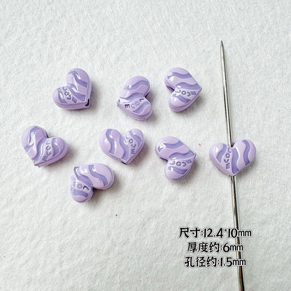 Heart Metal Beads Baking Painted Bubble Tea Design Alloy 10pcs 21