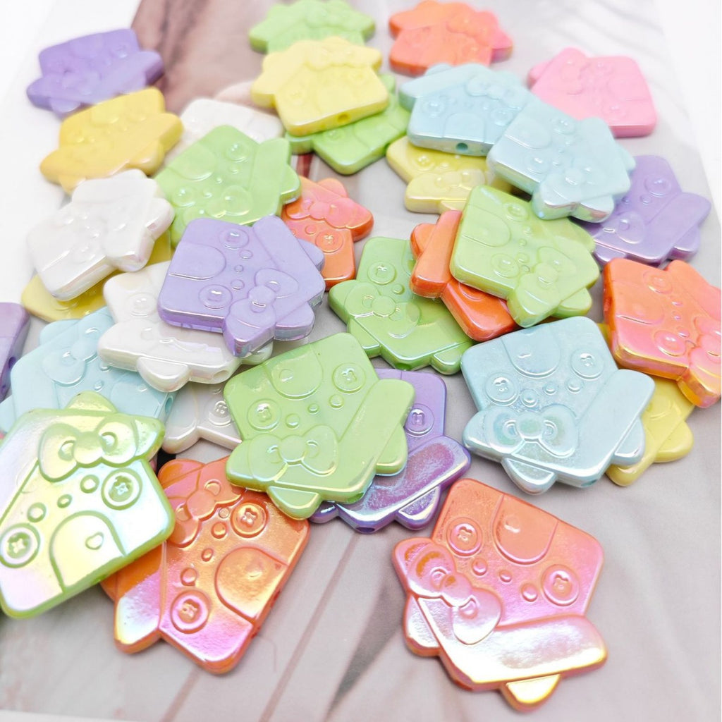 Plating Cat House Acrylic Flat Beads 30mm Pastel Colors 50pcs 2