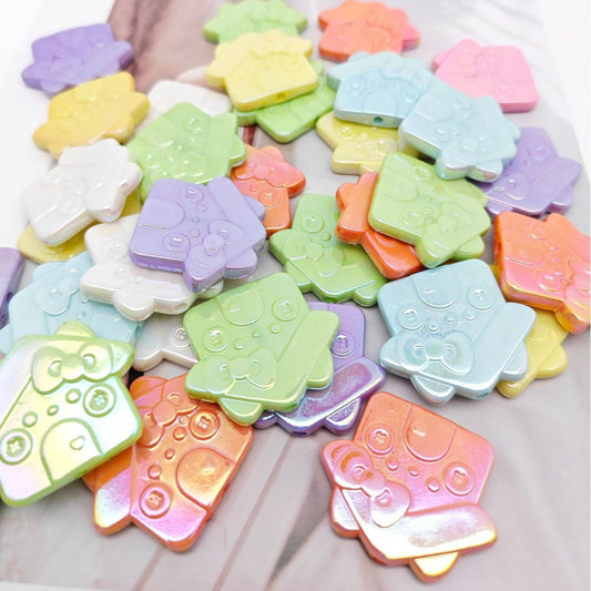 Plating Cat House Acrylic Flat Beads 30mm Pastel Colors 50pcs 2