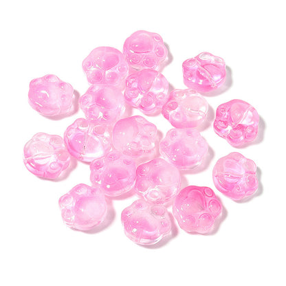 Bear Paw Transparent Glass Beads 14x15mm Assorted Colors 20pcs 11