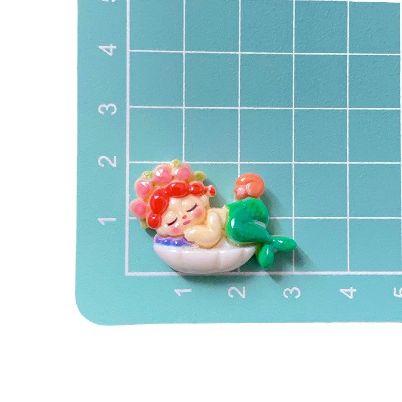 Glossy Plating Resin Beads Adorable Sleeping Girl Focal 10pcs 5