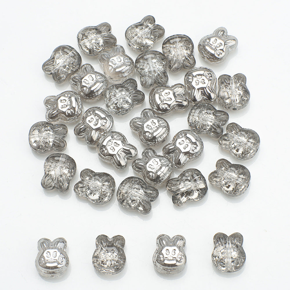Plating Bunny Head Glass Beads 12mm Iridescent 30pcs 17