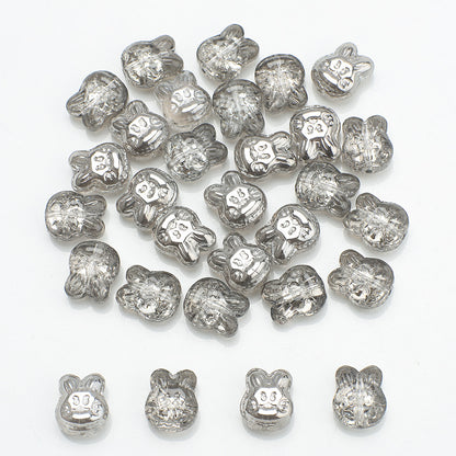 Plating Bunny Head Glass Beads 12mm Iridescent 30pcs 17