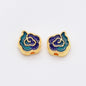 Irregular Cloud Metal Beads 10mm Gold Edged Enamel Plating 30pcs 7