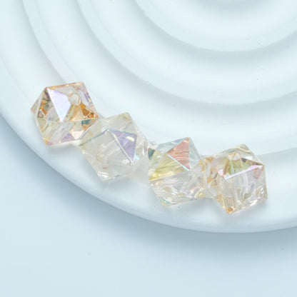 Transparent Irregular Faceted Acrylic Square Beads 12mm UV Plating 100pcs 12
