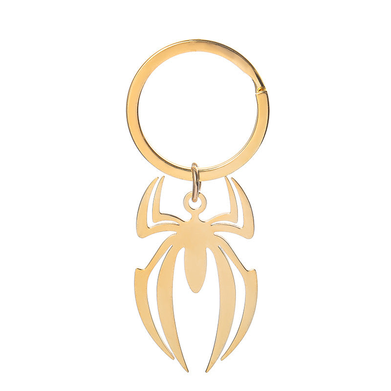 Stainless Steel Halloween Spider Keychain Metallic Finish 7