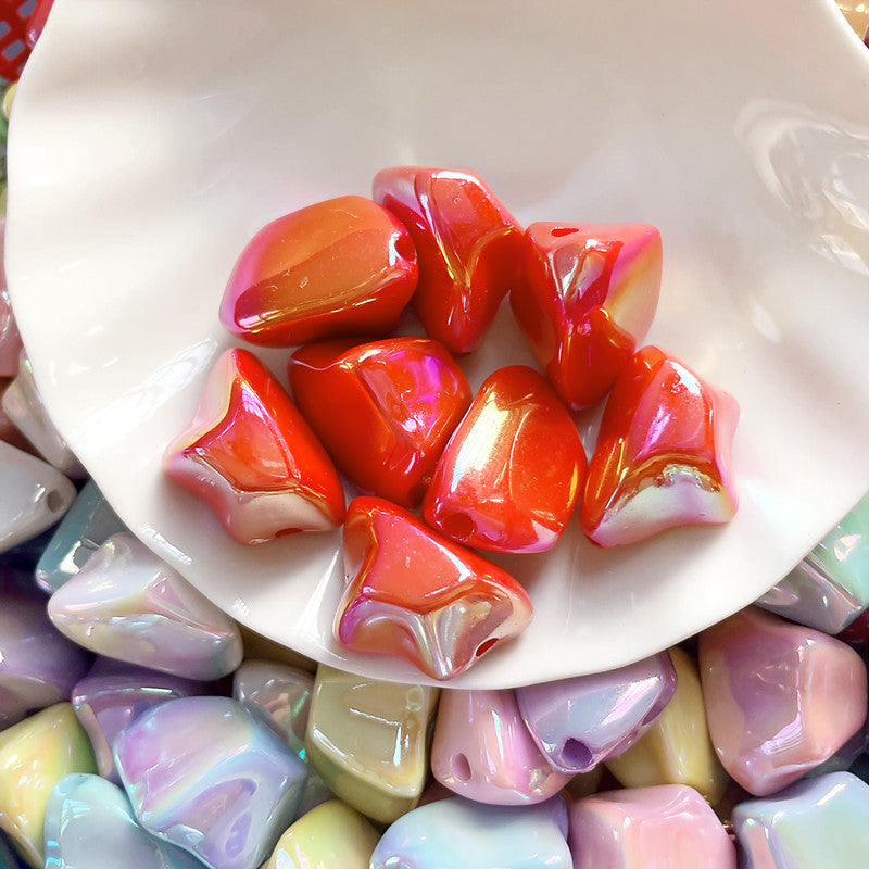 Plating Irregular Trapezoid Acrylic Beads 24mm Colorful Glossy 50pcs 14