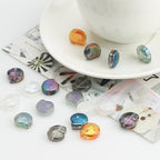 Electroplated Flat Spiral Shell Glass Beads 12mm Iridescent 30pcs 5