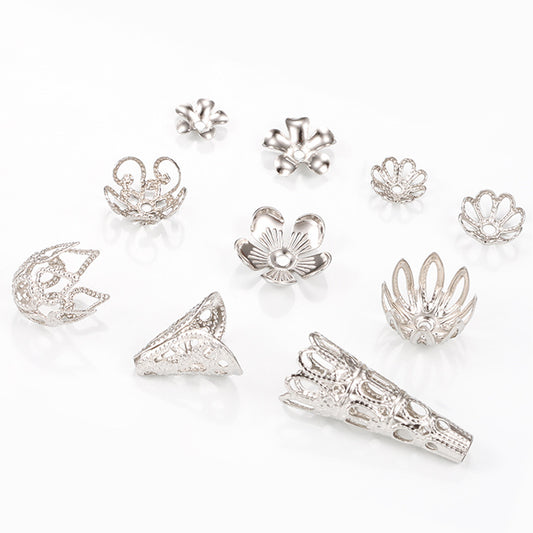 Stainless Steel Flower Metal Beads Vintage Style Bead Caps 100pcs