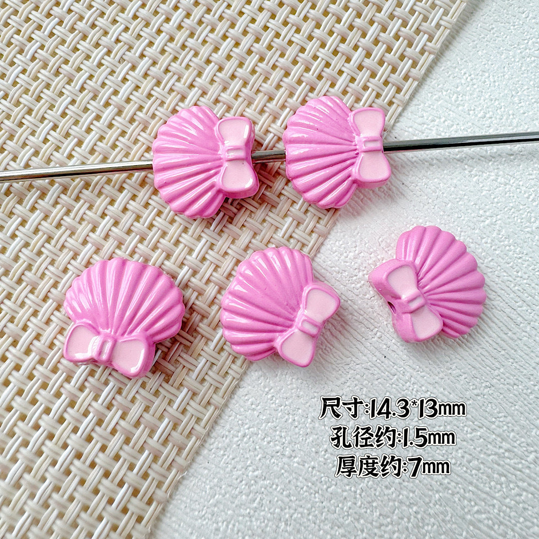 Shell and Mermaid Tail Metal Beads 14mm Glossy Pastel Painted Alloy 10pcs 12