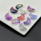 Moon Crescent Transparent Glass Beads 9x14mm Pastel Mixed 100pcs