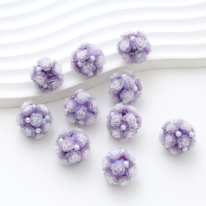 Embellished Flower Cluster Clay Beads 20mm Gradient Rose 10pcs 50