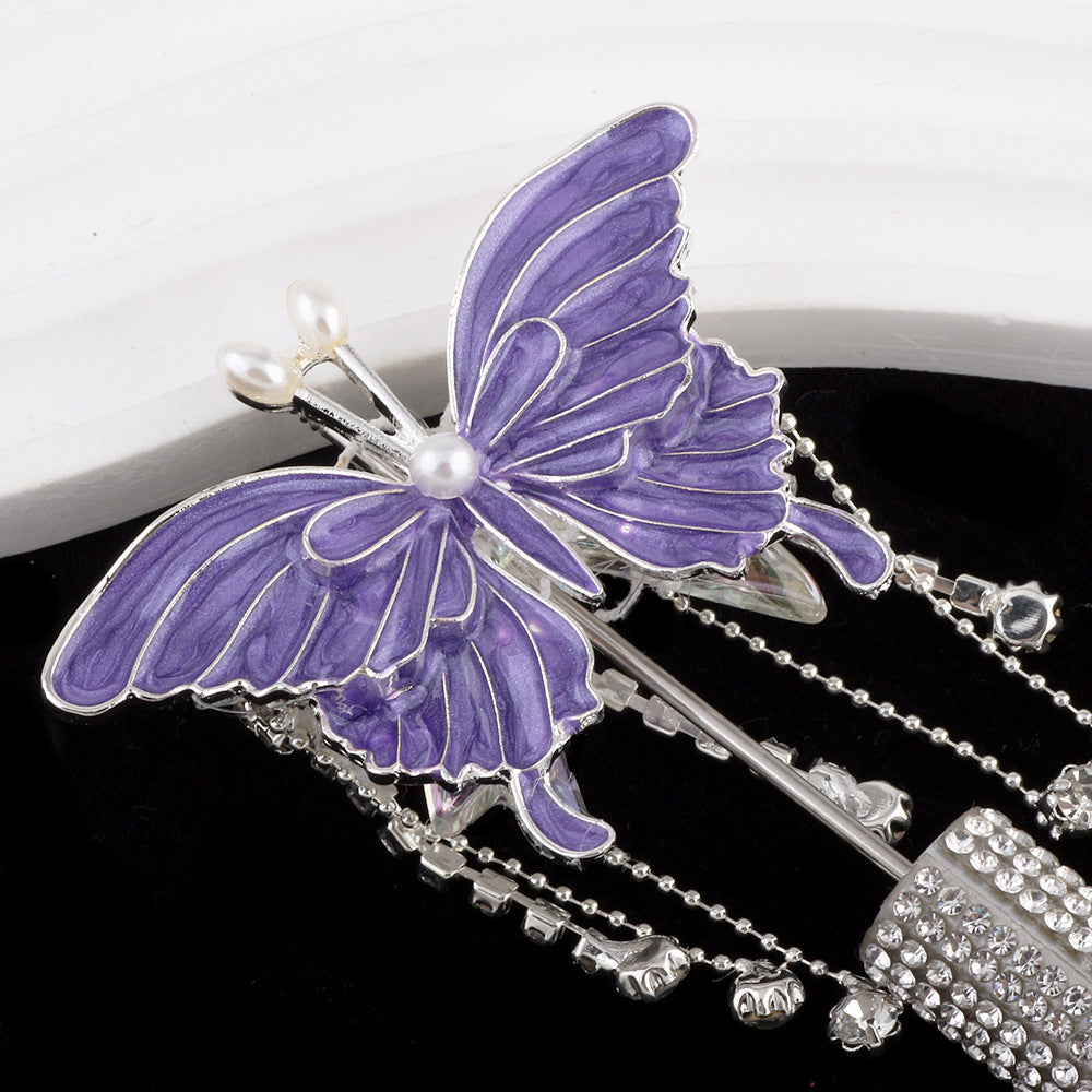 Butterfly Metal Beads 64mm Chunky Tassel Enamel Alloy 3pcs 6