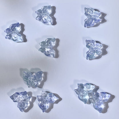 Phoenix Tail Butterfly Glass Beads 12x15mm Translucent Mixed Colors 50pcs 23